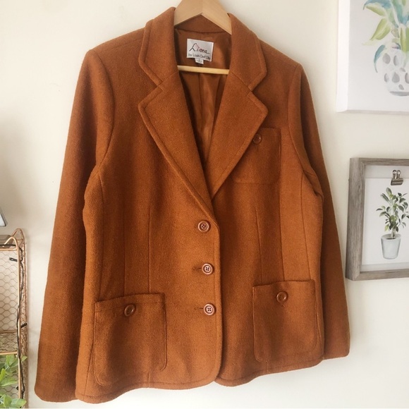 Linea by Louis Dell’Olio Rust Wool Blend Button Up Blazer w/ Pockets Size Large - Picture 4 of 11